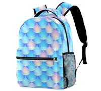 RODAILYCAY School Backpack, Large Capacity Bookbag, Mermaid Scales Pattern Travel Laptop Backpack, Waterproof College School Computer Bag for Teen, Girls, Boys, Fits 15.6 Inch Notebook