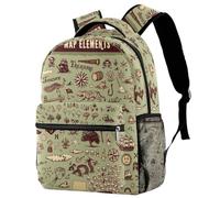 RODAILYCAY School Backpack, Large Capacity Bookbag, Ocean Treasure Elements Travel Laptop Backpack, Water Resistant College School Computer Bag for Teen, Girls, Boys, Fits 15.6 Inch Notebook
