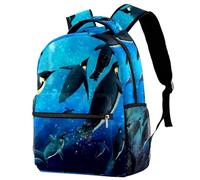 RODAILYCAY School Backpack, Large Capacity Bookbag, Penguin Sea World Travel Laptop Backpack, Water Resistant College School Computer Bag for Teen, Girls, Boys, Fits 15.6 Inch Notebook