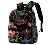 RODAILYCAY School Backpack, Large Capacity Bookbag, Traditional Chinese Dragon Travel Laptop Backpack, Water Resistant College School Computer Bag for Teen, Girls, Boys, Fits 15.6" Notebook