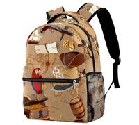RODAILYCAY School Backpack, Large Capacity Bookbag, Treasure Map Old Travel Laptop Backpack, Water Resistant College School Computer Bag for Teen, Girls, Boys, Fits 15.6 Inch Notebook