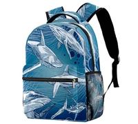RODAILYCAY Sketch Shark Bubble Backpack for Women, 16 Inch Laptop Backpack, College Bookbag School Bag, Water Resistant Travel Hiking Daypack