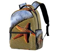 RODAILYCAY Starfish Beach Sand Coast Backpack for Women, 16 Inch Laptop Backpack, College Bookbag School Bag, Water Resistant Travel Hiking Daypack