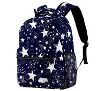 RODAILYCAY Stars Dark Blue Starry Night Sky Travel Laptop Backpack, College High School Backpack, Large Capacity Bookbag, Cute Backpack for Men Women