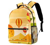 RODAILYCAY Suburbs Hot Air Balloon Scenery School Backpack for Men & Women, Travel Bag with Laptop Compartmen, Lightweight School Bookbag, Middle High School Backpack for Boys Girls