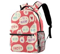 RODAILYCAY Sweet Love Word Travel Laptop Backpack, College High School Backpack, Large Capacity Bookbag, Cute Backpack for Men Women