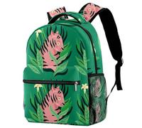 RODAILYCAY Tiger Surrounded by Leaves Green School Backpack for Men & Women, Travel Bag with Laptop Compartmen, Lightweight School Bookbag, Middle High School Backpack for Boys Girls
