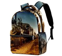 RODAILYCAY Train Pattern Backpack for Women, 16 Inch Laptop Backpack, College Bookbag School Bag, Water Resistant Travel Hiking Daypack