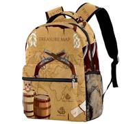 RODAILYCAY Treasure Map School Backpack, Kids Backpack, Waterproof Rucksack Casual Daypack, Book Bag Laptop Bag for Men Women