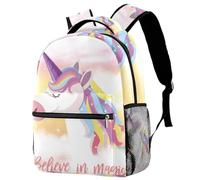 RODAILYCAY Unicorn Rainbow Magic School Backpack for Men & Women, Travel Bag with Laptop Compartmen, Lightweight School Bookbag, Middle High School Backpack for Boys Girls
