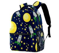 RODAILYCAY Universe Space Planet Spaceship Star Pattern Backpack for Women, 16 Inch Laptop Backpack, College Bookbag School Bag, Water Resistant Travel Hiking Daypack
