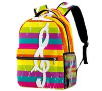 RODAILYCAY Violin Music Note Key Colorful Stripes Travel Laptop Backpack, College High School Backpack, Large Capacity Bookbag, Cute Backpack for Men Women