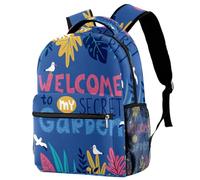 RODAILYCAY Welcome to My Secret Garden Travel Laptop Backpack, College High School Backpack, Large Capacity Bookbag, Cute Backpack for Men Women