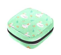 RODAILYCAY Zipper Sanitary Napkin Bag, Soft Menstrual Pad Pouch, Duck Flower Green Storage Bag for Sanitary Napkin Pads, Tampon Holder Pad Purse