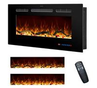 RODALFLAME 36"/91.4cm Electric Fireplace Inserts, Recessed & Wall Mounted Fireplace Heater with 13 Flame & Fuel Bed for Indoor Use, Remote Control, Log &Crystal, Timer