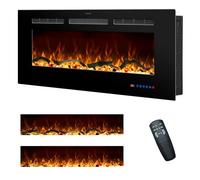 Rodalflame 42"/106cm Electric Fireplace Inserts, Recessed & Wall Mounted Fireplace Heater with 13 Flame & Fuel Bed for Indoor Use, Remote Control, Log &Crystal, Timer, Plug-in 220-240V