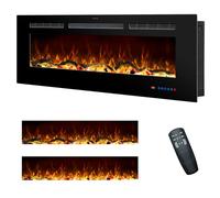 RODALFLAME 50"/127cm Electric Fireplace Inserts, Recessed & Wall Mounted Fireplace Heater with 13 Flame & Fuel Bed for Indoor Use, Remote Control, Log &Crystal, Timer