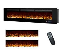 RODALFLAME 60"/152.4cm Electric Fireplace Inserts, Recessed & Wall Mounted Fireplace Heater with 13 Flame & Fuel Bed for Indoor Use, Remote Control, Log &Crystal, Timer