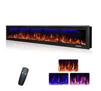 RODALFLAME 60"/152.4cm WiFi-Enabled Electric Fireplace Insert, APP Smart Control, Wall Mounted&Recessed Linear Fireplace Heater with Thermostat, Flame&Top Lights, Timer