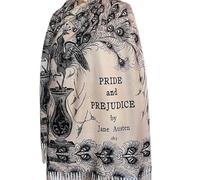 Rodaruus Pride and Prejudice Scarf Featuring Iconic Peacock Book Cover Illustration. Jane Austen Literary Scarf for Book Lovers, Bookish Gift for Her