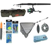 Roddarch Complete Sea Fishing Travel Kit: 10 ft Telescopic Rod, HP60S Reel, Folding Net, Full Tackle Pack & 600D Holdall Bag