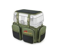 Roddarch Fishing Seat Box Rucksack Converter | 600D Ripstop Backpack Harness for Seat Boxes, 10mm Foam Seat Pad, 3 Padded Accessory Pockets, Quick-Release Clasps