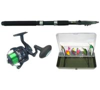 Roddarch Pike Fishing Spinning Kit 6ft 8ft 10 ft Carbon Telescopic Rod HP60S Reel Tackle & Box