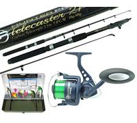 Roddarch Pike Fishing Spinning Kit 6ft 8ft 10 ft Carbon Telescopic Rod HP60S Reel Tackle & Box