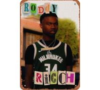 Roddy Ricch 'War Baby' Metal Tin Sign Retro Wall Decor for Home Gate Garden Bars Restaurants Cafes Office Store Pubs Club Sign Gift 12 X 8 INCH Plaque Tin Sign