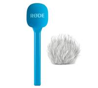Rode Interview GO Hand Adaptor for Wireless Transmission Modules Blue with Keepdrum Fur Wind Protection
