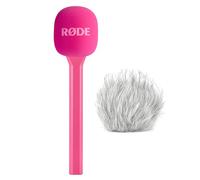 Rode Interview GO Hand Adaptor for Wireless Transmission Modules Pink with Keepdrum Fur Wind Protection