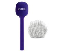 Rode Interview GO Hand Adaptor for Wireless Transmission Modules Purple with Keepdrum Fur Wind Protection