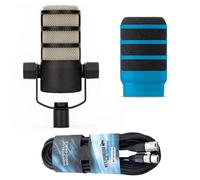Rode Microphone Podmic with Wind Protection WS14 Blue Pop Protection and Keepdrum Cable