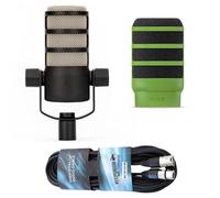 Rode Microphone Podmic with Wind Protection WS14 Green Pop Protection and Keepdrum Cable