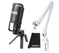 Rode NT-USB+ Plus USB Condenser Microphone + PSA1+ Plus Articulated Arm White + Keepdrum Microfibre Cloth