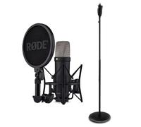 Rode NT1 5th Generation Studio Microphone Black with Keepdrum One-Handed Microphone Stand