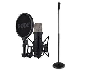 Rode NT1 5th Generation Studio Microphone Black with Keepdrum One-Handed Microphone Stand