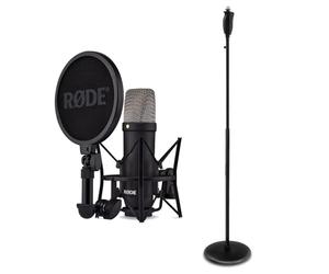 Rode NT1 Signature Black Studio Microphone with Keepdrum One-Handed Microphone Stand