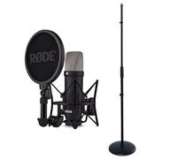 Rode NT1 Signature Black Studio Microphone with Keepdrum Straight Microphone Stand