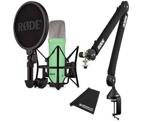 Rode NT1 Signature Green Studio Microphone Green + PSA-1 Plus Articulated Arm Tripod Black + Keepdrum Microfibre Cloth