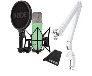 Rode NT1 Signature Green Studio Microphone Green + PSA1 W Plus Articulated Arm Tripod White + Keepdrum Microfibre Cloth