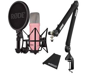 Rode NT1 Signature Pink Studio Microphone + PSA-1 Plus Articulated Arm Tripod Black + Keepdrum Microfibre Cloth