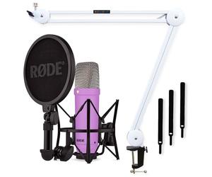 Rode NT1 Signature Purple Studio Microphone + Keepdrum MS138 Articulated Arm Tripod White