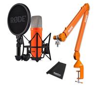 Rode NT1 Signature Studio Microphone Orange with PSA1+ Articulated Arm Tripod Orange and Keepdrum Microfibre Cloth