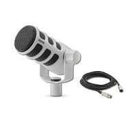 Rode PodMic Cardioid Dynamic Broadcast Microphone (White) with XLR Cable and StreamEye Polishing Cloth