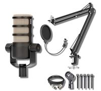 Rode PodMic Cardioid Dynamic Broadcast Microphone with StreamEye BOOMARM1 Microphone Boom Arm, Pop Filter and XLR Cable