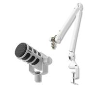 RODE PodMic Dynamic Podcasting Microphone (White) with RODE PSA1+ Professional Studio Arm (White) and XLR Cable