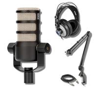 Rode PodMic Dynamic Podcasting Microphone with Rode PSA1 Professional Studio Arm, Multi-Use Studio Grade Headphones, XLR Cable, and StreamEye Polishing Cloth
