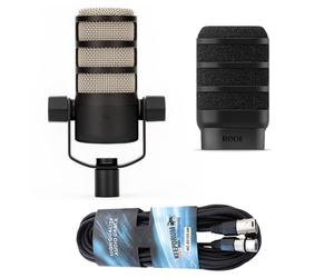 Rode Podmic Professional Podcast Microphone + WS14 Deluxe Pop Protector + Keepdrum XLR Cable