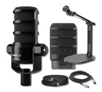 Rode PodMic USB and XLR Dynamic Broadcast Microphone with Rode Desk Stand 2 (DS2), XLR Cable, and StreamEye Polishing Cloth